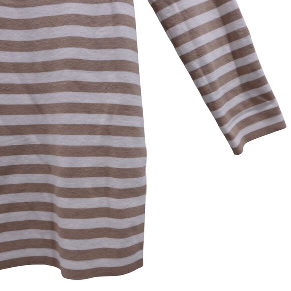 NWT Ann Taylor Cardigan Sweater Sz S Tan Cream Striped Knit Open Front Collared - Picture 12 of 12